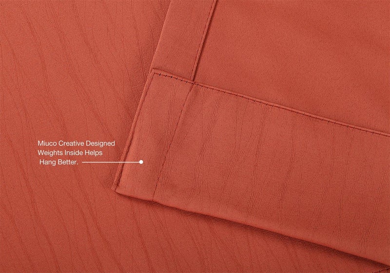 MIUCO Blackout Curtains Room Darkening Curtains Textured Grommet Panels for Living Room 2 Panels 52x63 Inch Long Rust - Image 4
